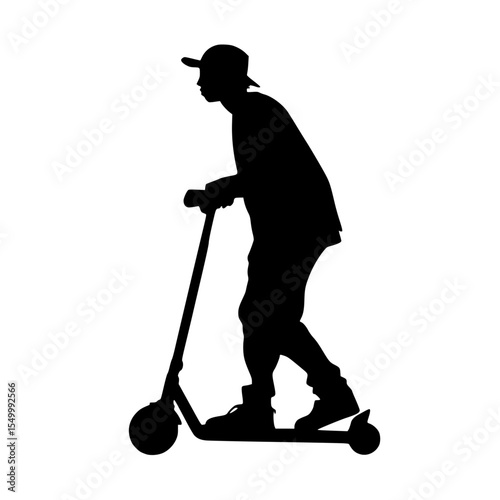 a black silhouette of a man riding a skateboard black, man, ride, scooter, silhouette, skateboard , Generative art.