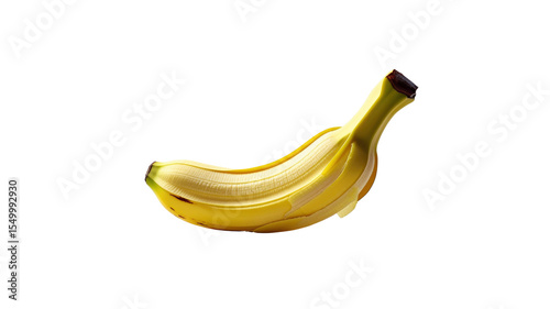Partially Peeled Banana on Transparent background - Studio Shot