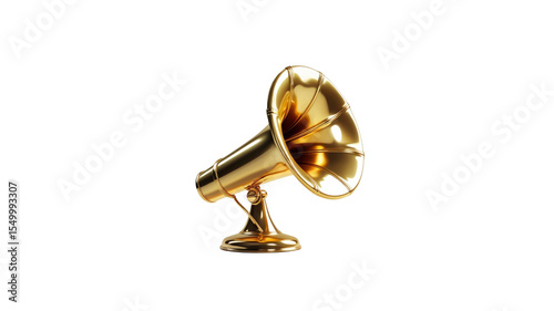 Golden Vintage Horn Speaker Announcing Success and Nostalgia
