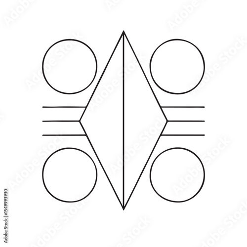 scissors icon vector illustration Symmetrical Minimalist Geometric Design with Diamond, Circles, and Line Elements