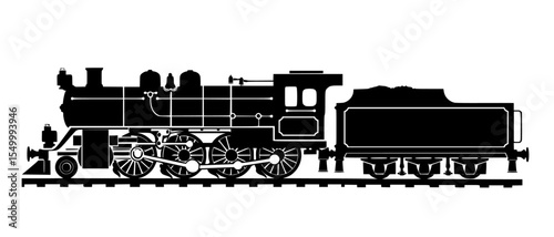 the black silhouette of an old steam locomotive black, locomotive, old, silhouette, steam locomotive, train , Generative art.