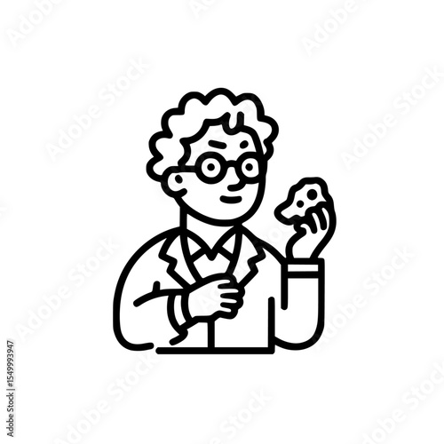 a man with glasses holding a tooth brush in his hand glass, hand, icon, illustration, man , Generative art.