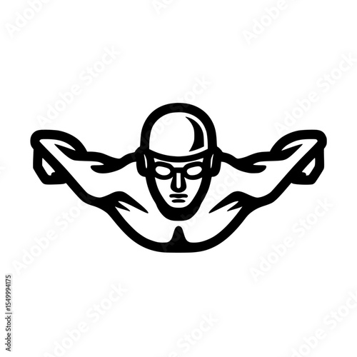 a man wearing glasses and a hat with a helmet on his head glass, hat, head, helmet, icon, illustration, logo, man, swimmer, wear , Generative art.