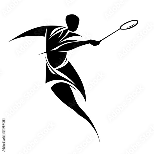 a black silhouette of a man hitting a ball with a racket ball, black, hit, illustration, kick, man, racket, silhouette , Generative art.