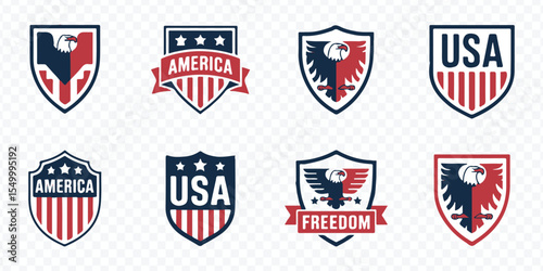 patriotic american eagle and shield logos for usa freedom branding design vector