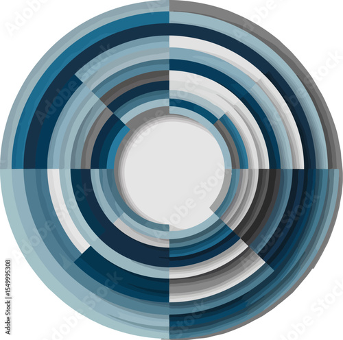 Abstract circular design element in blue and gray tones for modern graphic projects and presentations editable stock vector