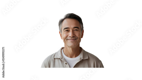 Portrait of a Smiling Middle-Aged Asian Man