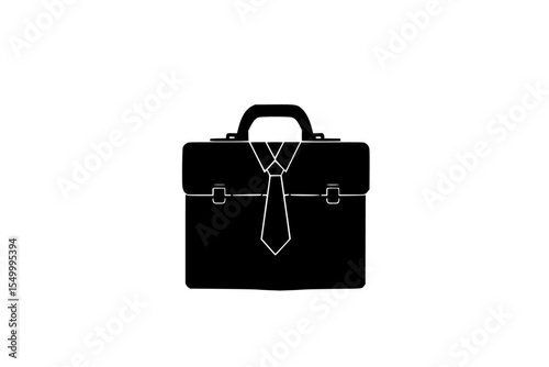 a briefcase or case with a tie icon in black style on a white background black, briefcase, case, icon, style, suitcase, tie , Generative art.