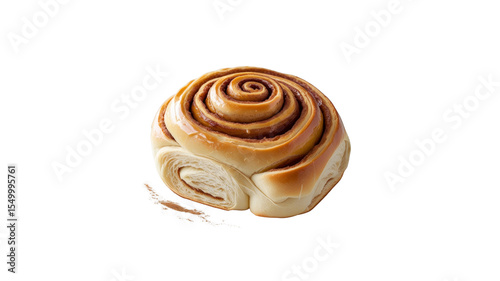 Sweet Cinnamon Roll Pastry, Delicious Baked Treat, Close-up Studio Shot