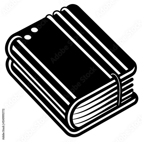 Stack of bound books isolated on white background in black and white