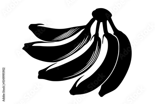 a black and white illustration of a bunch of ripe bananas banana, black, illustration, ripe, silhouette , Generative art.