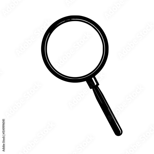 a black and white silhouette of a magnifying glass black, glass, handle, icon, magnifying glass, silhouette , Generative art.