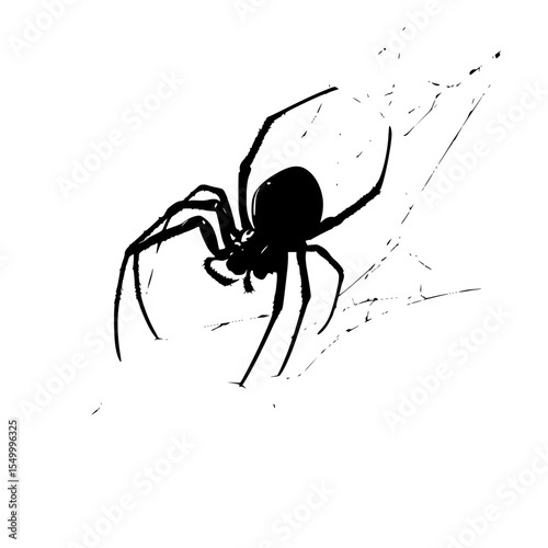 a silhouette of a spider on a white background black, silhouette, spider, wall , Generative art.