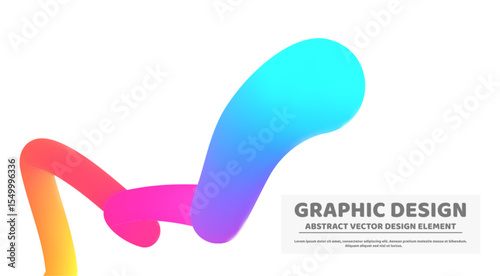 Bright blue and pink gradient ribbon with flowing geometric curves and smooth wave transitions - abstract fluid shape for modern graphic design presentations. Dynamic wavy form with soft edges.