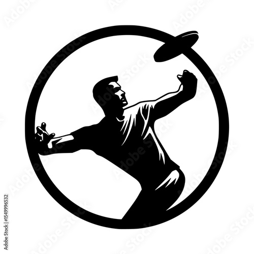 a black silhouette of a baseball player throwing a ball ball, baseball player, black, circle, man, silhouette, throw , Generative art.