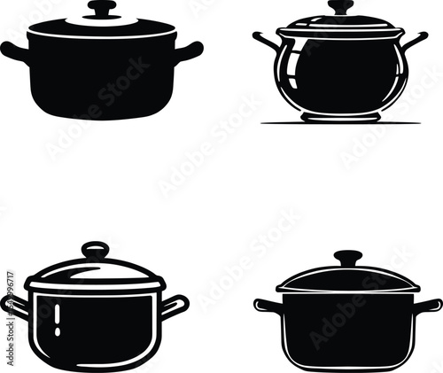 Kitchen Quartet – Representation of Culinary Versatility, Domestic Warmth, and Timeless Cookware Vector Illustration