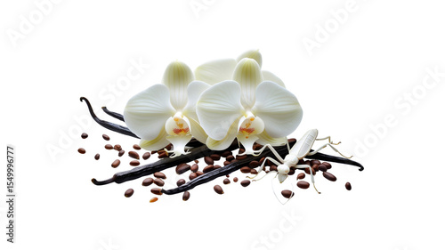Vanilla Orchid, Coffee Beans, and Praying Mantis Aromatic Still Life