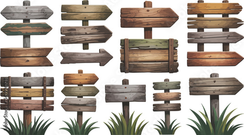 Wooden sign collection vector art direction signs wood planks vintage road signs direction board set design 100 editable stock vector
