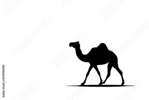 black silhouette of a camel on a white background black, camel, icon, image, silhouette, walk , Generative art.