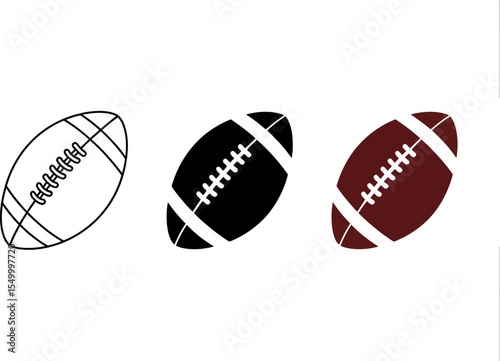 Football vector icon set american football ball outline black and brown illustration isolated design 100 editable stock vector