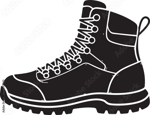 Silhouette of Hiking Boot Vector Illustration
