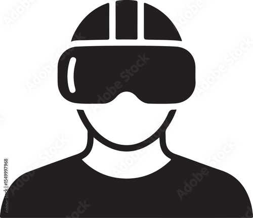 Silhouette of VR Headset User Vector Illustration