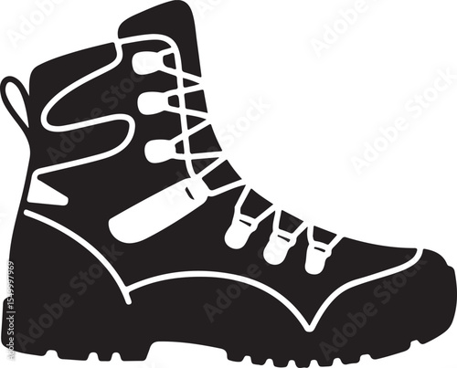 Silhouette of Hiking Boot Vector Illustration