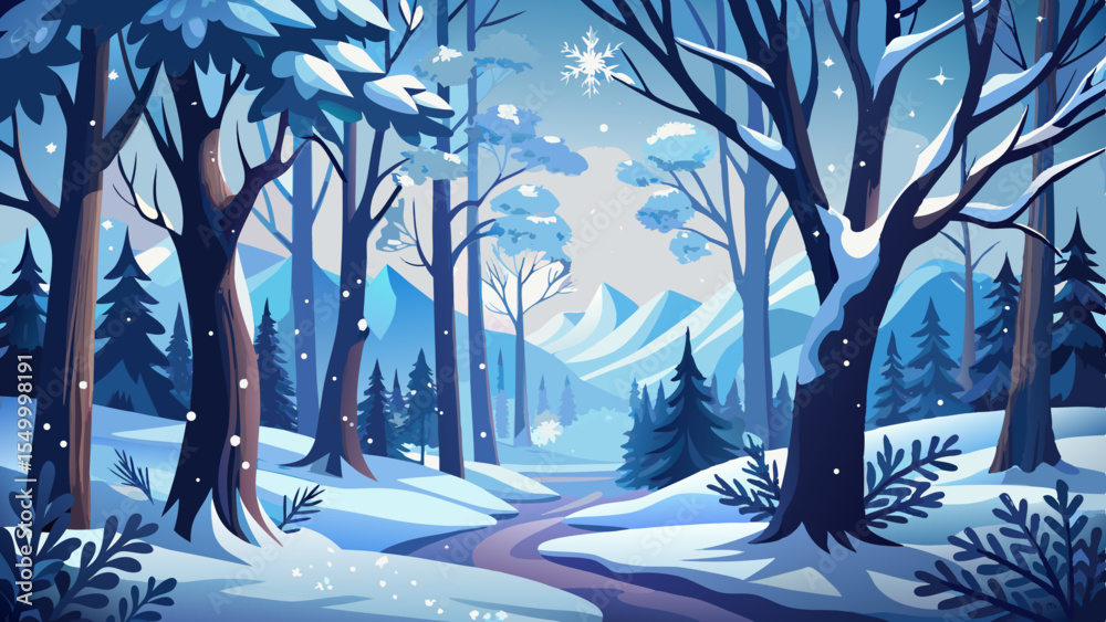 A beautiful hush covers the winter forest, where each snowflake adds wonder to the landscape. Nature is still and pure, whispering peace through white, icy branches.