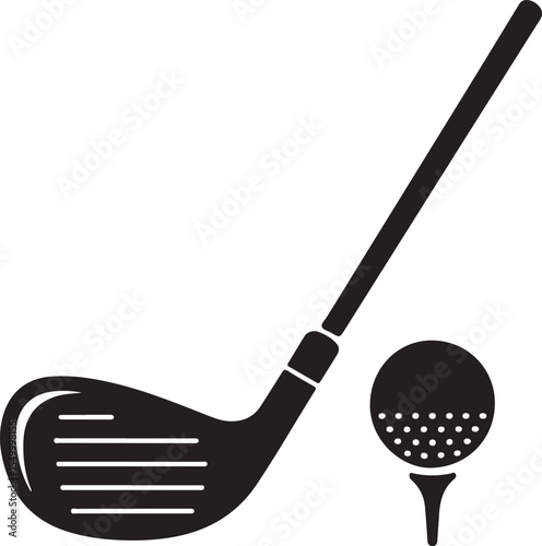 Silhouette of Golf Club and Ball Vector Illustration