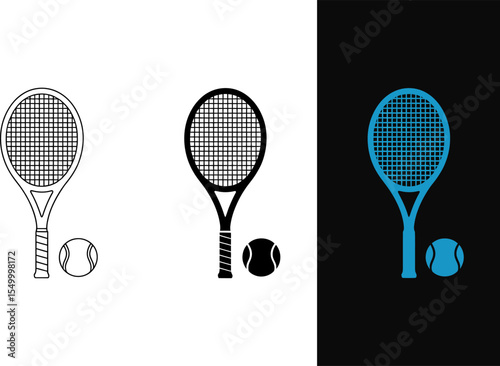 Tennis racket and ball vector illustration for sport equipment and recreation design element graphic asset editable stock vector