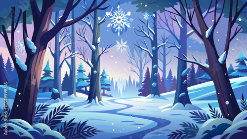 A beautiful hush covers the winter forest, where each snowflake adds wonder to the landscape. Nature is still and pure, whispering peace through white, icy branches.
