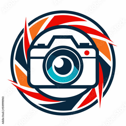 Camera photography logo design vector illustration.