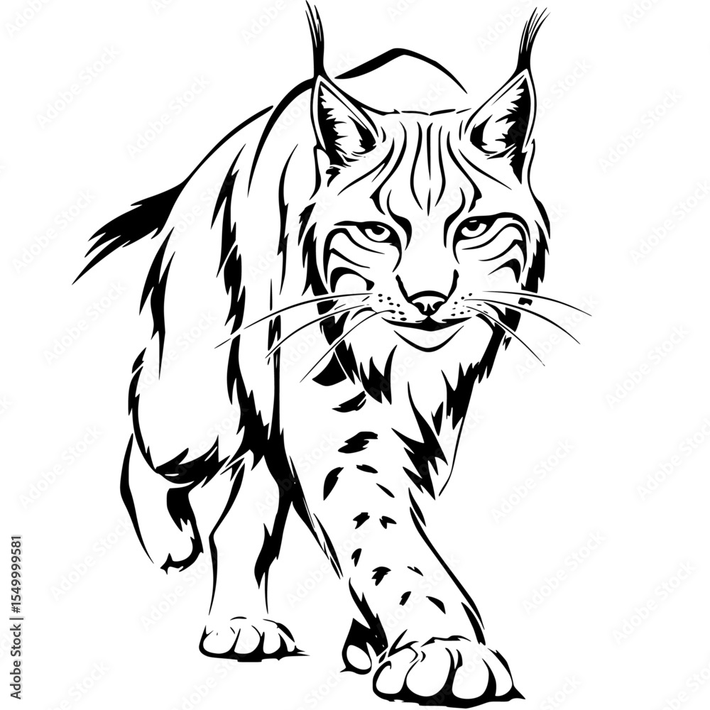 Fototapeta premium a black and white drawing of a cat on a white background black, cat, drawing, illustration, image, sketch , Generative art.