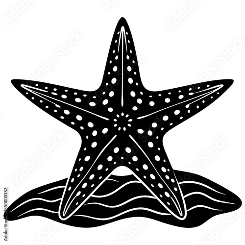 Starfish on sand isolated on white background