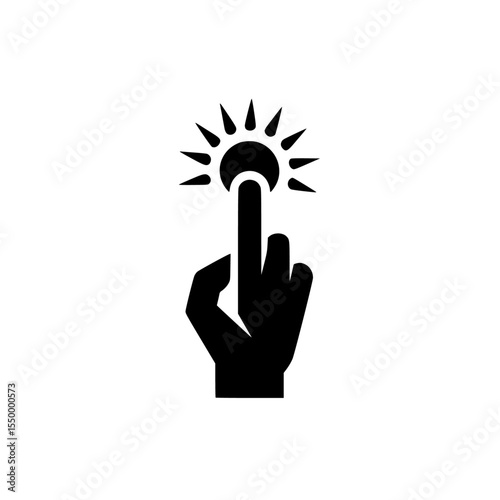 a flat icon of a hand pressing a button button, control, finger, flat, hand, icon , Generative art.