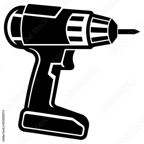 Black cordless power drill isolated on white background