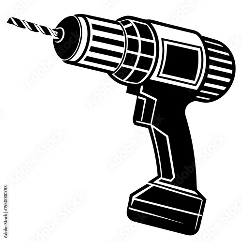 Black cordless power drill isolated on white background