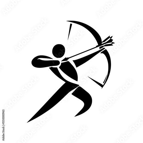 black silhouette of a man shooting a bow and arrow arrow, black, bow, icon, man, shoot, silhouette , Generative art.