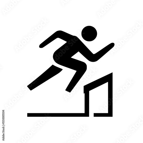 a person jumping on a springboard icon in black style isolated on white background black, icon, jump, logo, man, person, sign, style , Generative art.