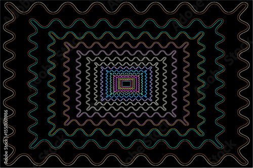Wavy lines design, optical illusion neon colors