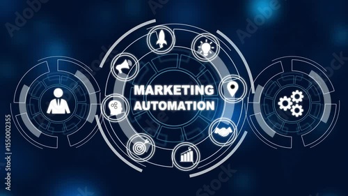 Planning marketing strategy. Marketing automation of business and industrial process concept. Business, Technology, Internet and networking concept. Digital technology background.