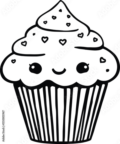 Cupcake Cuddles – Representation of Sweet Delight, Playful Design, and Feel-Good Flavor Vector Illustration