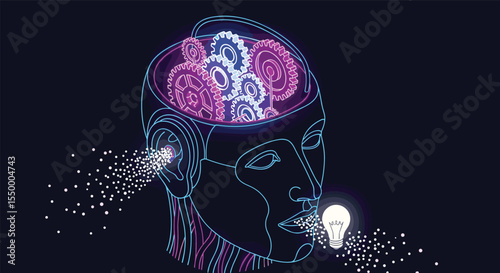 Artificial Intelligence Machine's Thought Process and Innovation Concept
