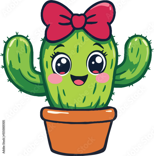 Prickle Positivity – Representation of Desert Whimsy, Characterful Charm, and Indoor Greenery Vector Illustration