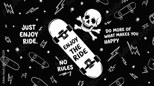 Graffiti Style Skateboarding Icon Set – Urban Street Art, Extreme Sports, and Youth Culture Symbols