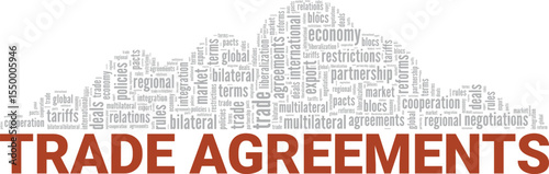 Trade Agreements word cloud conceptual design isolated on white background.