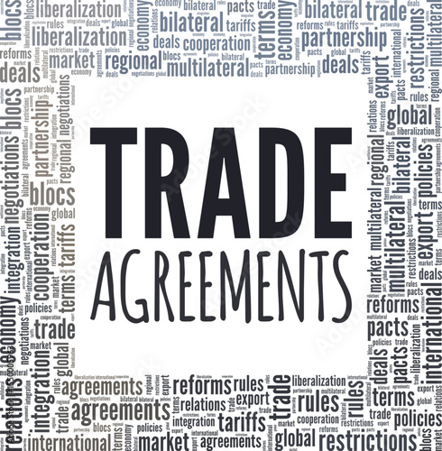 Trade Agreements word cloud conceptual design isolated on white background.