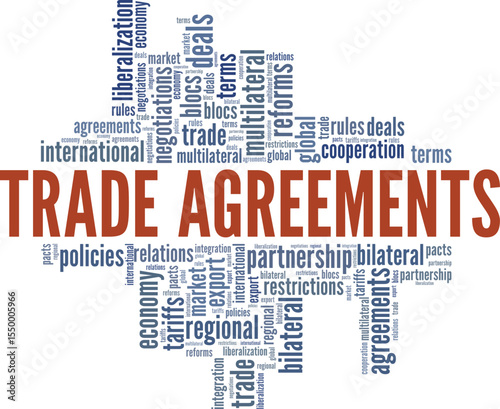 Trade Agreements word cloud conceptual design isolated on white background.
