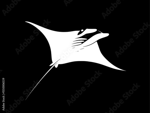 a black and white illustration of a hand flying a kite bird, black, fly, hand, illustration, kite, silhouette, white , Generative art.
