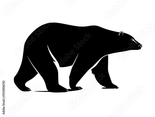a black silhouette of a bear on a white background bear, black, silhouette, walk , Generative art.
